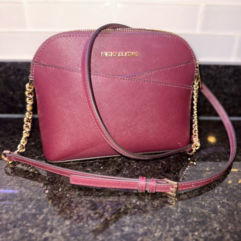 Michael Kors Red Crossbody Bag with Gold Chain